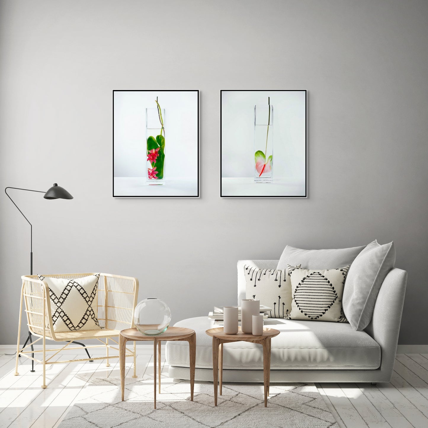 In Water Prink Orchids Set of 2