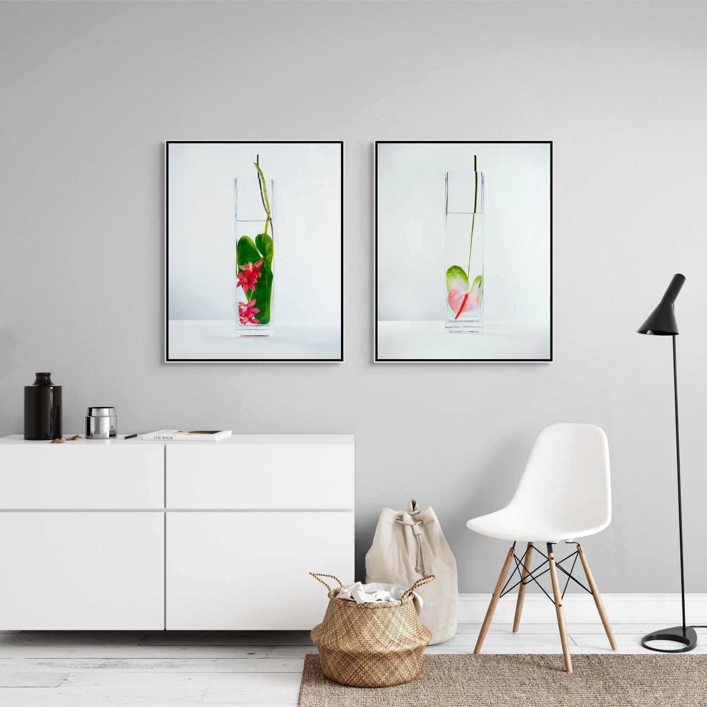In Water Prink Orchids Set of 2