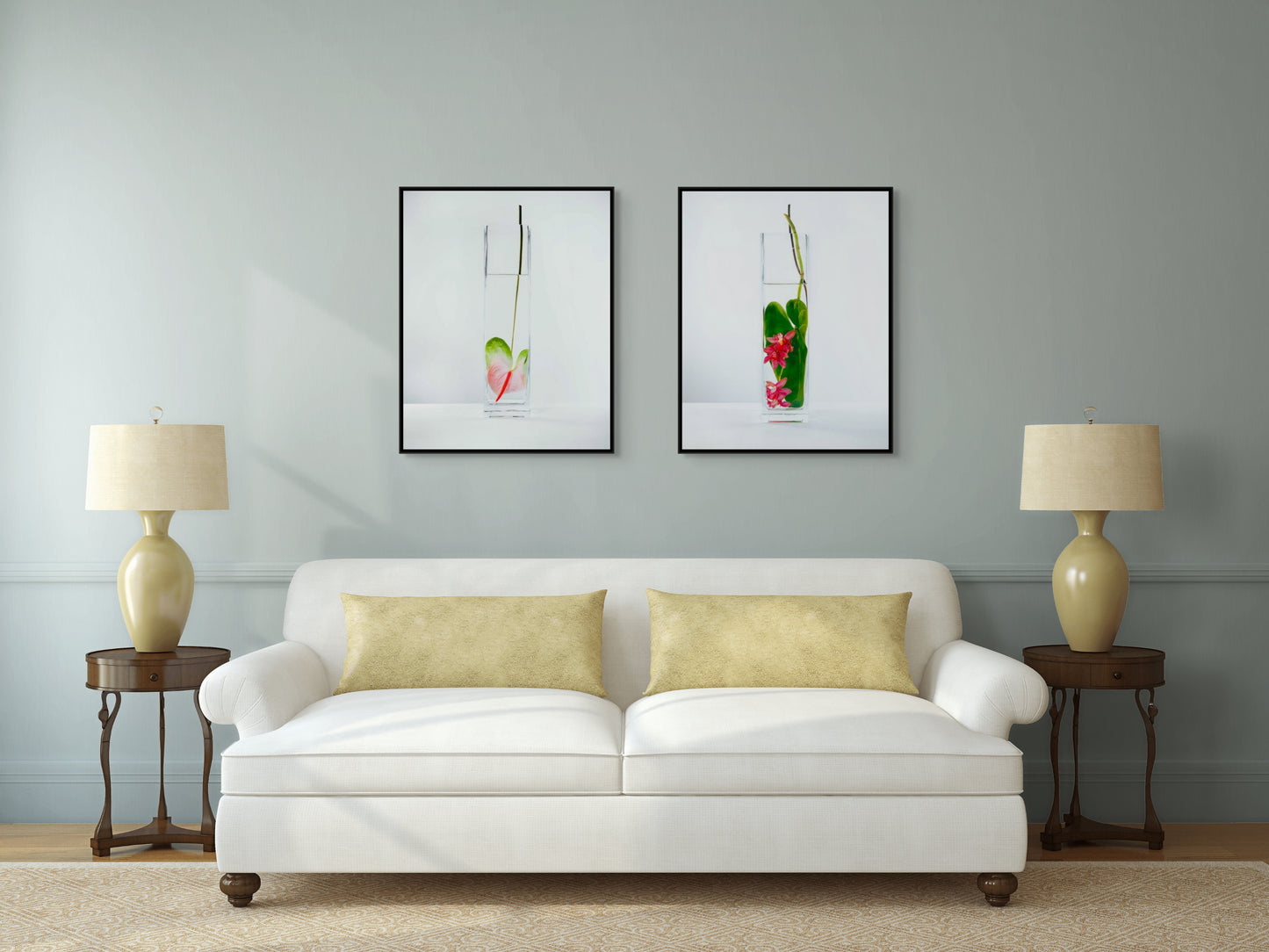 In Water Prink Orchids Set of 2