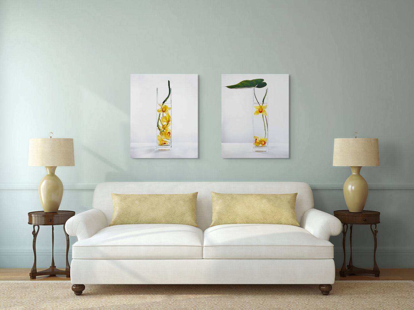 In Water Yellow Orchids Set of 2