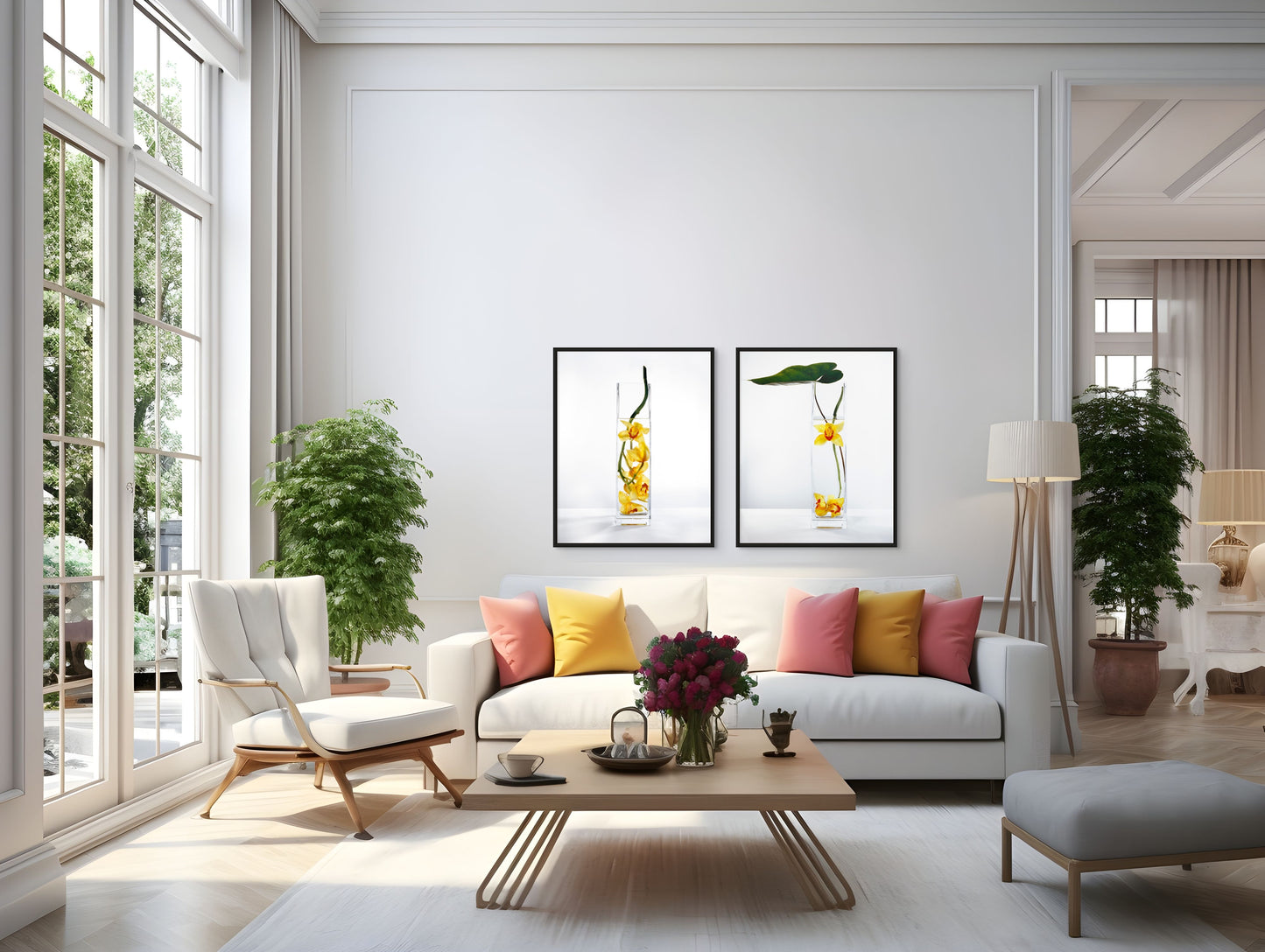 In Water Yellow Orchids Set of 2